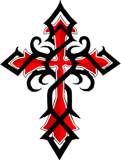 black-and-red-ink-tribal-cross 