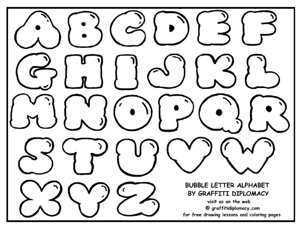 Graffiti Alphabet Bubble Letters Printable Coloring Pages Clip