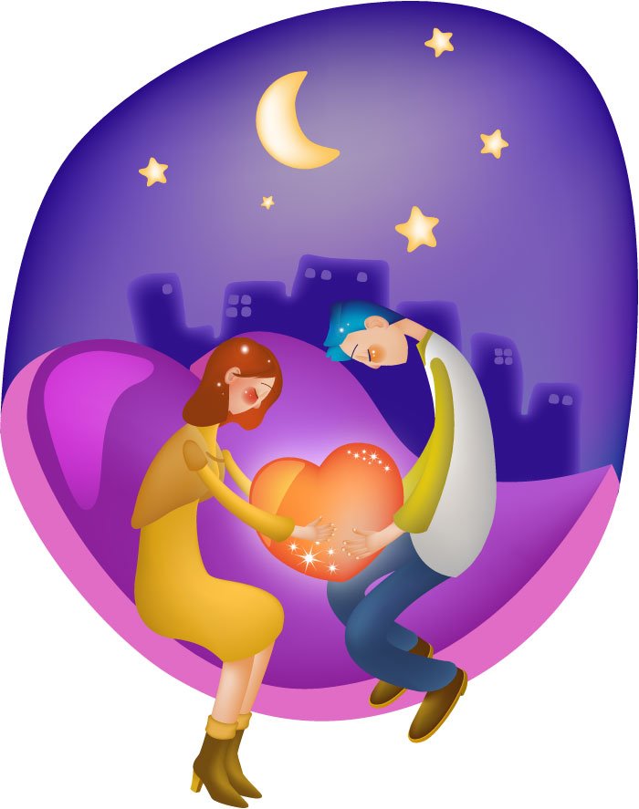 South Korean romantic couple holding heart-shaped vector material 