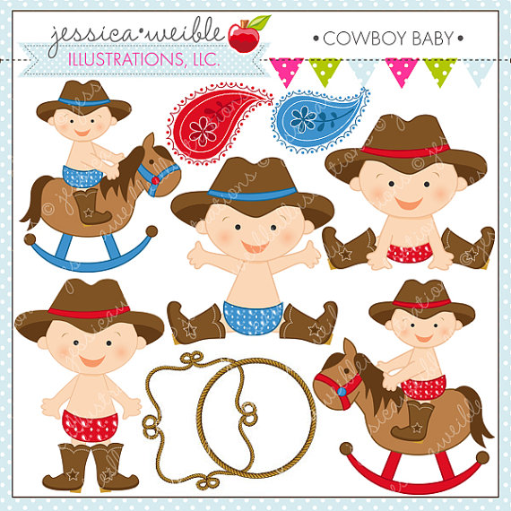 Cowboy Baby Boy Cute Digital Clipart for by JWIllustrations