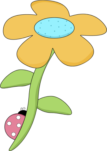 Yellow Spring Flower with a Ladybug Clip Art - Yellow Spring 