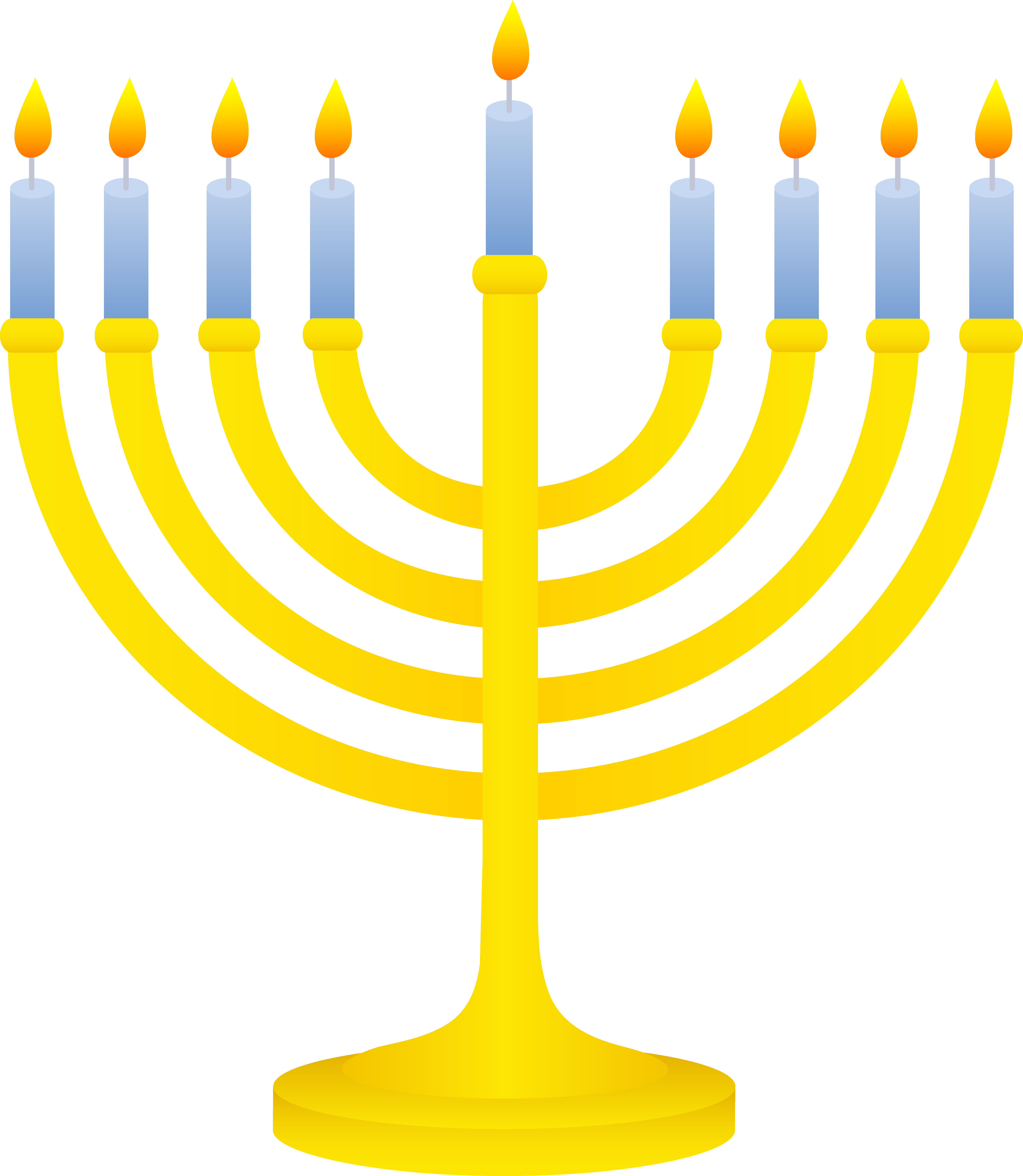 Golden Menorah With Lit Candles - Free Clip Art