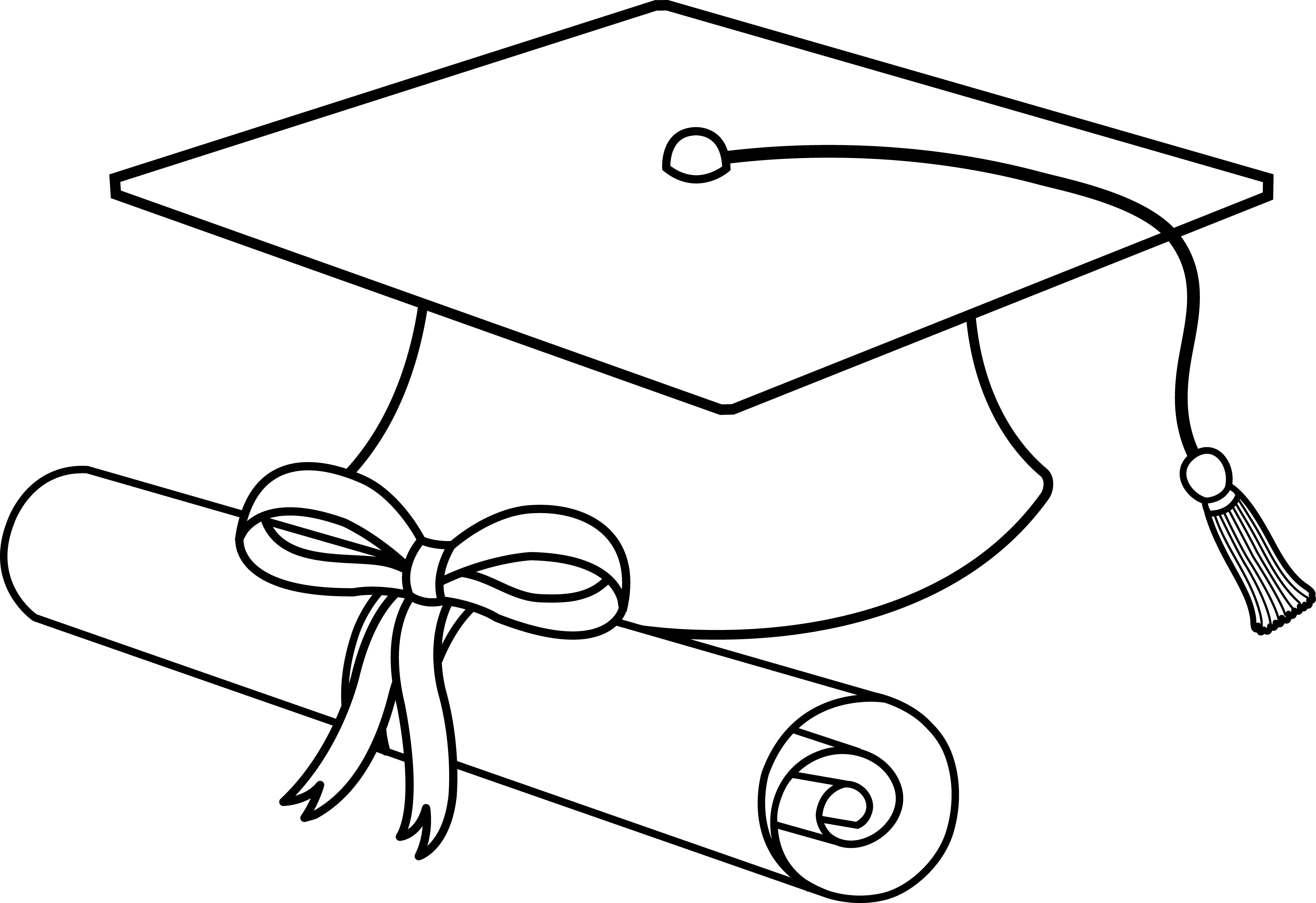 Graduation Cap Line Art - Free Clip Art