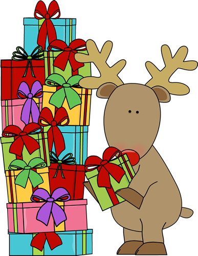 Reindeer and Christmas Gifts Clip Art - Reindeer and Christmas 