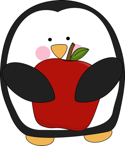 Penguin Holding an Apple Clip Art - Penguin Holding an Apple Image