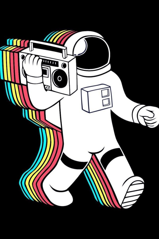 astronaut with boombox drawing