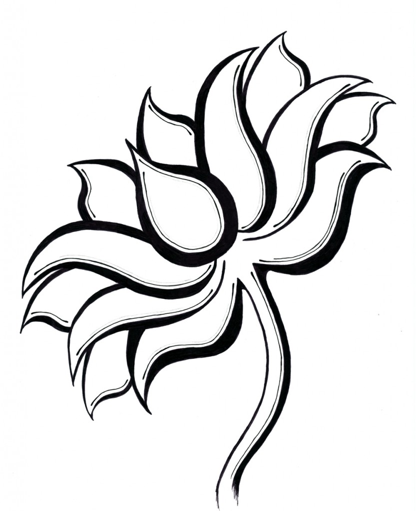 Free Lotus Flower Line Drawing, Download Free Lotus Flower Line Drawing