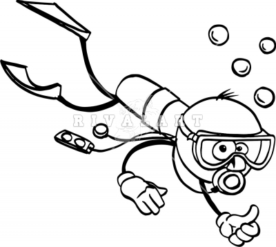 Stick Cartoon Scuba Diver - Misc. Sport Pictures - Sports 