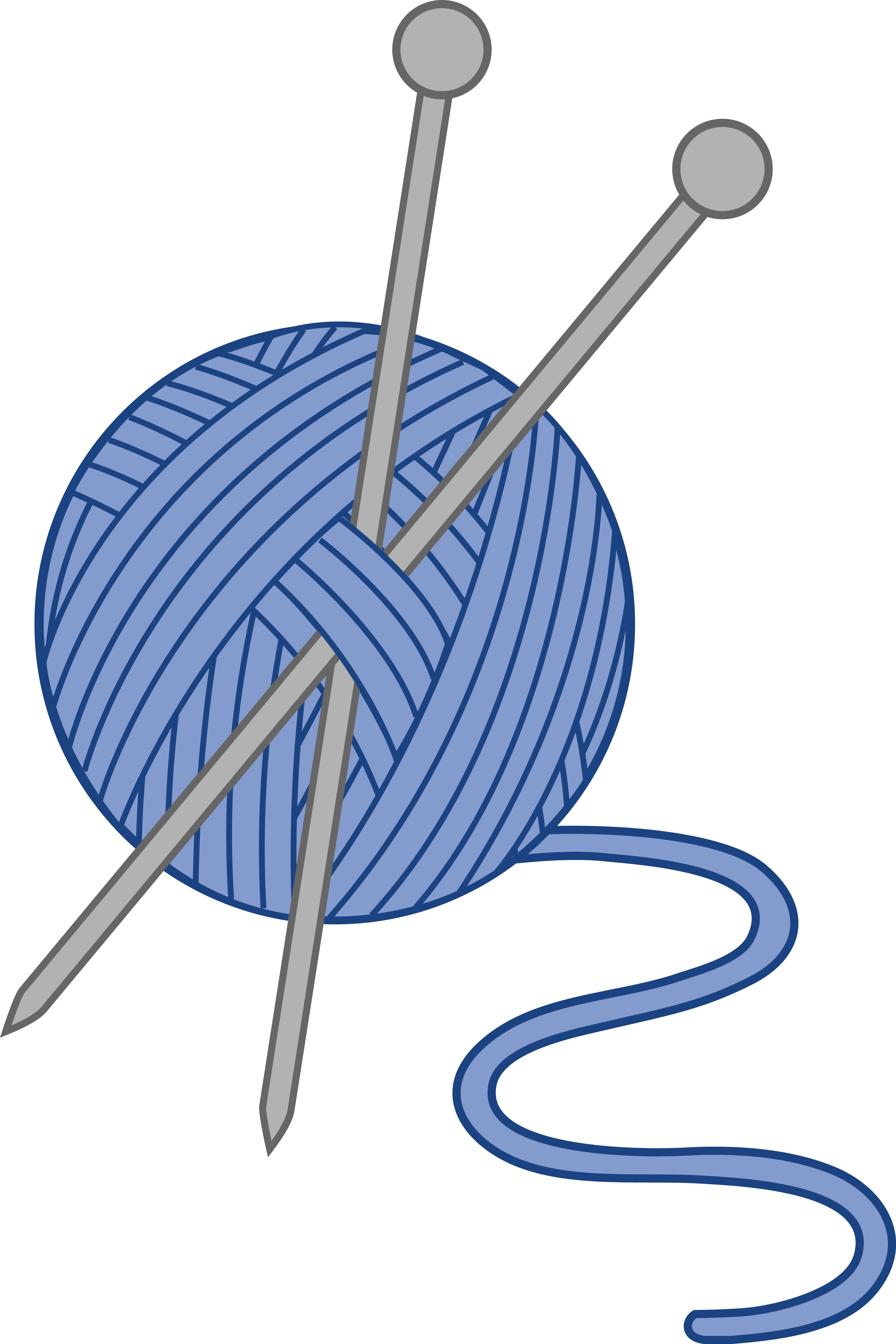 Blue Yarn and Knitting Needles - Free Clip Art