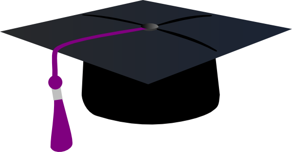 Graduation Hat With Purple Tassle Clip Art at Clipart library - vector 