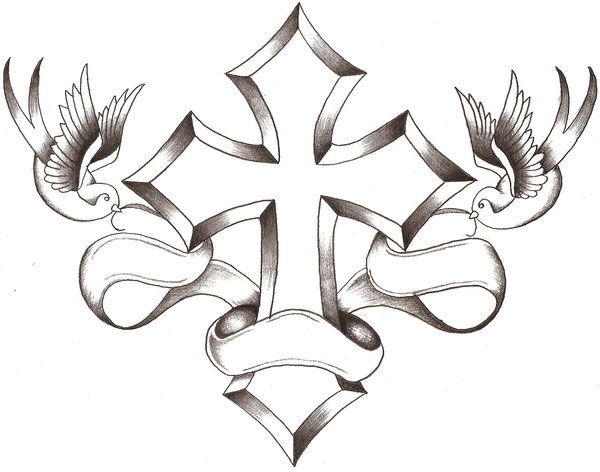 Clip Arts Related To : cross with wings drawing. 