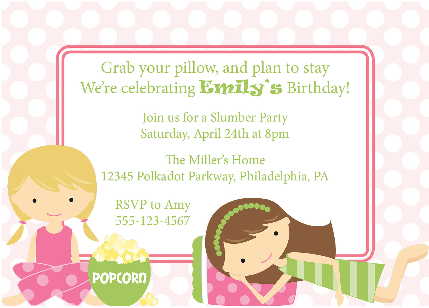 free clipart invitation sleepover