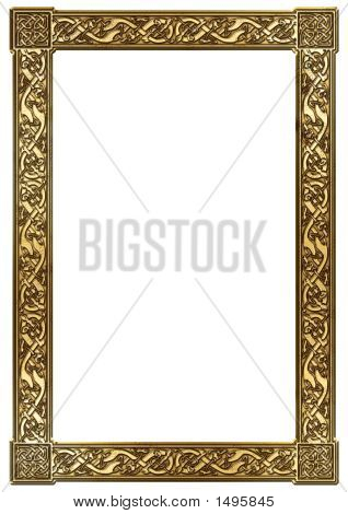 Square Golden Enbossed Celtic Ornamental Frame Entwined Image 