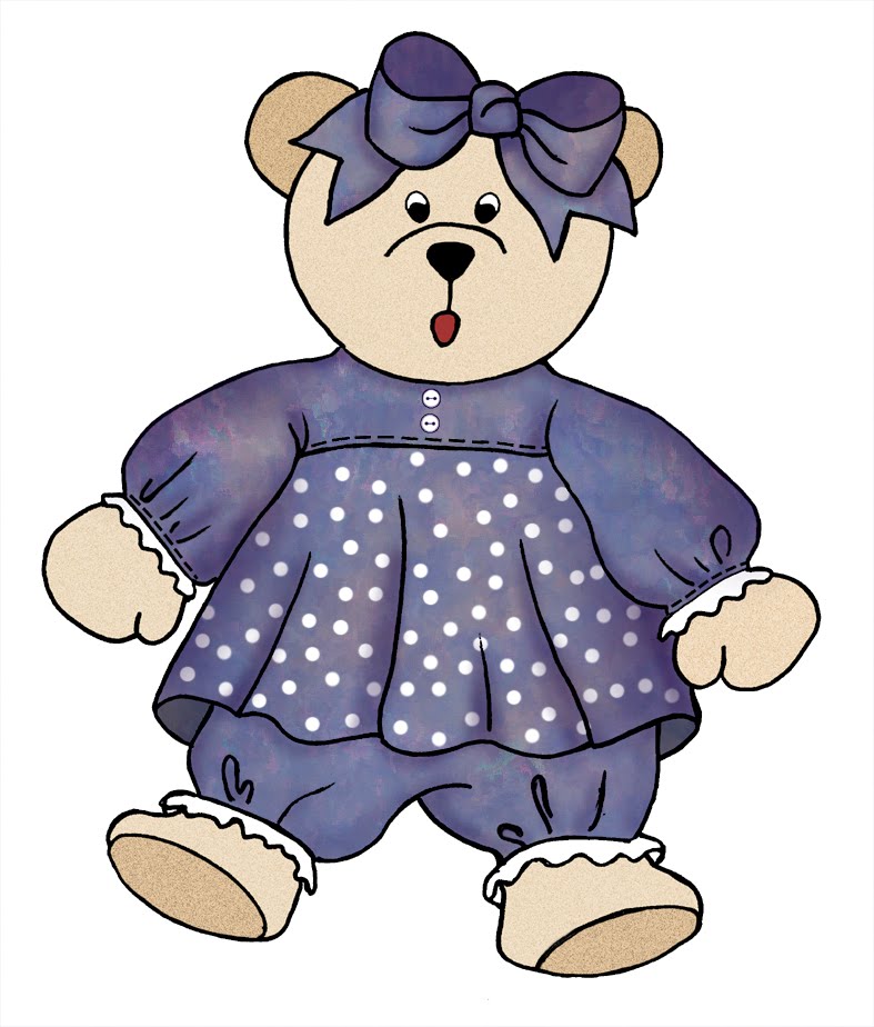 ArtbyJean - Paper Crafts: Little Girl Teddy Bears from set A2 