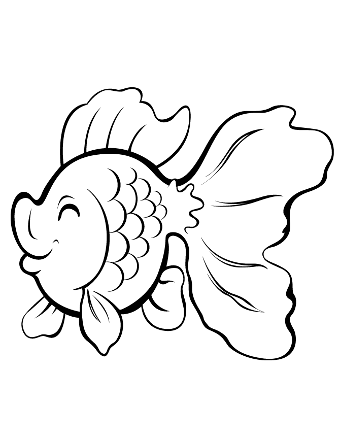 Cute Cartoon Gold Fish Coloring Page | Free Printable Coloring 