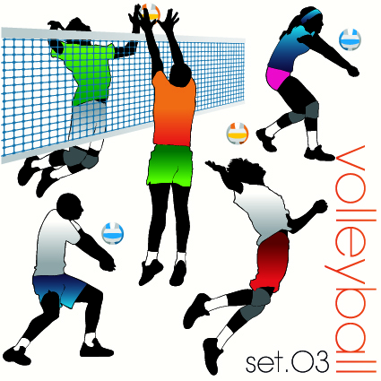 Volleyball silhouettes vector set - Vector Silhouettes free download