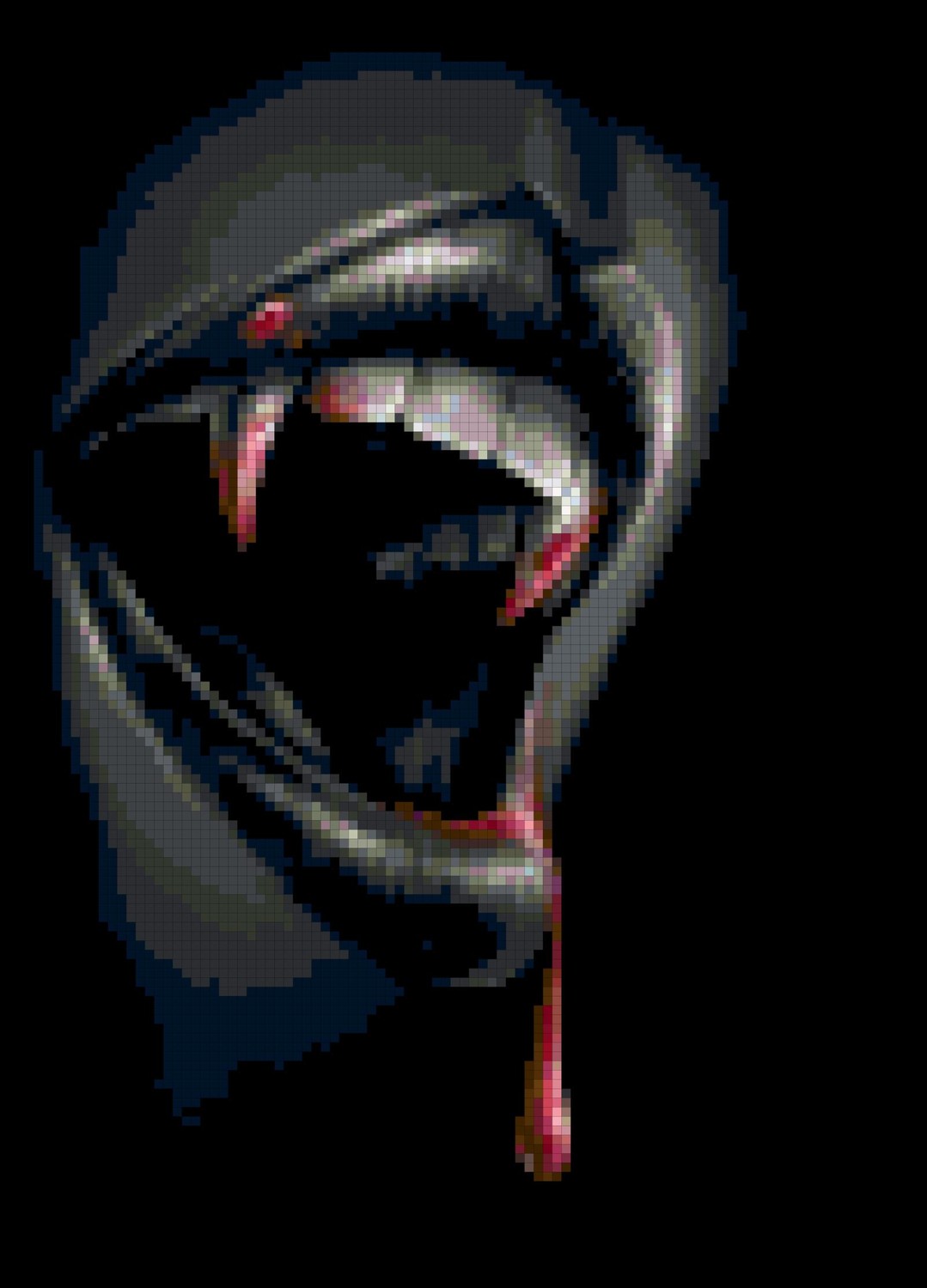 Counted Cross Stitch Pattern of Bloody Fangs by crossstitchnerd