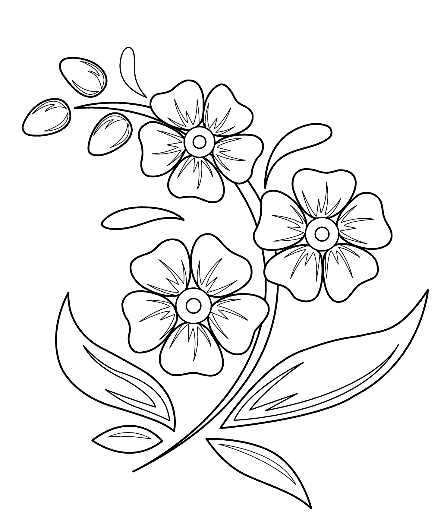 Flowers coloring pages for kids printable free coloing