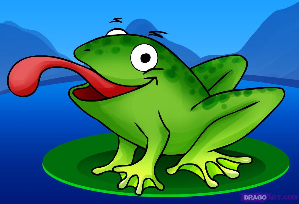 How to Draw a Cartoon Frog, Step by Step, Cartoon Animals, Animals 