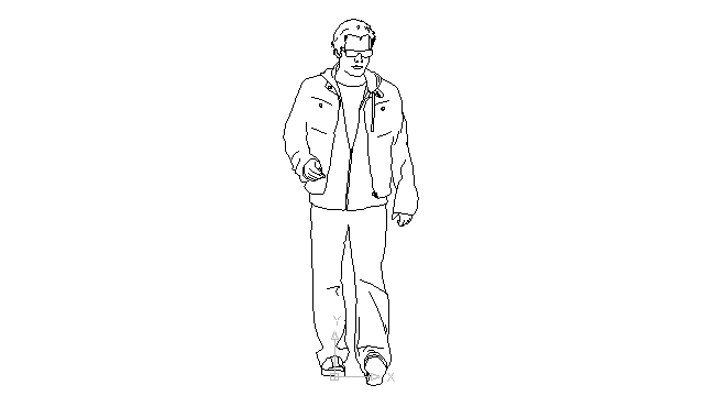 young man walking block in people men Autocad free drawing 125 in 