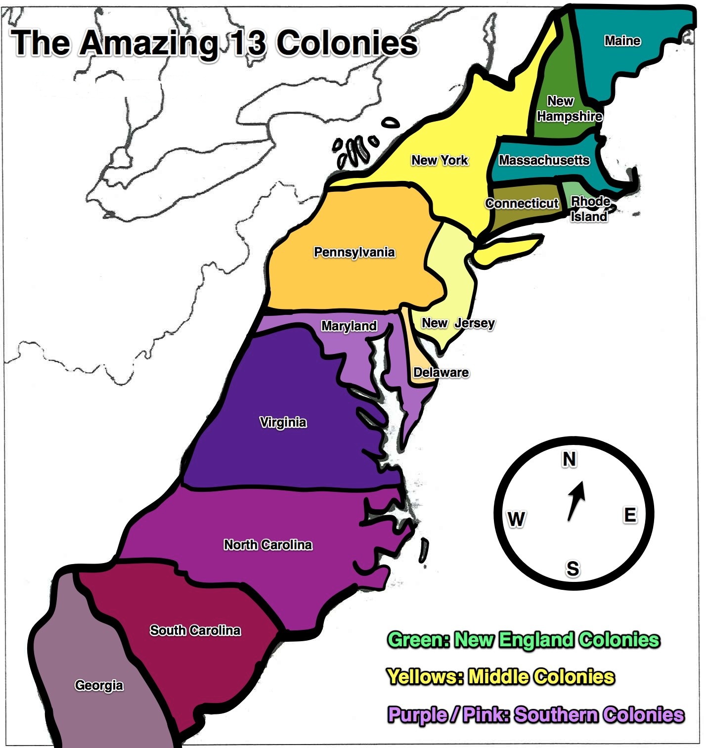 The 13 British Colonies Map 13 Colonies Map - Clip Art Library