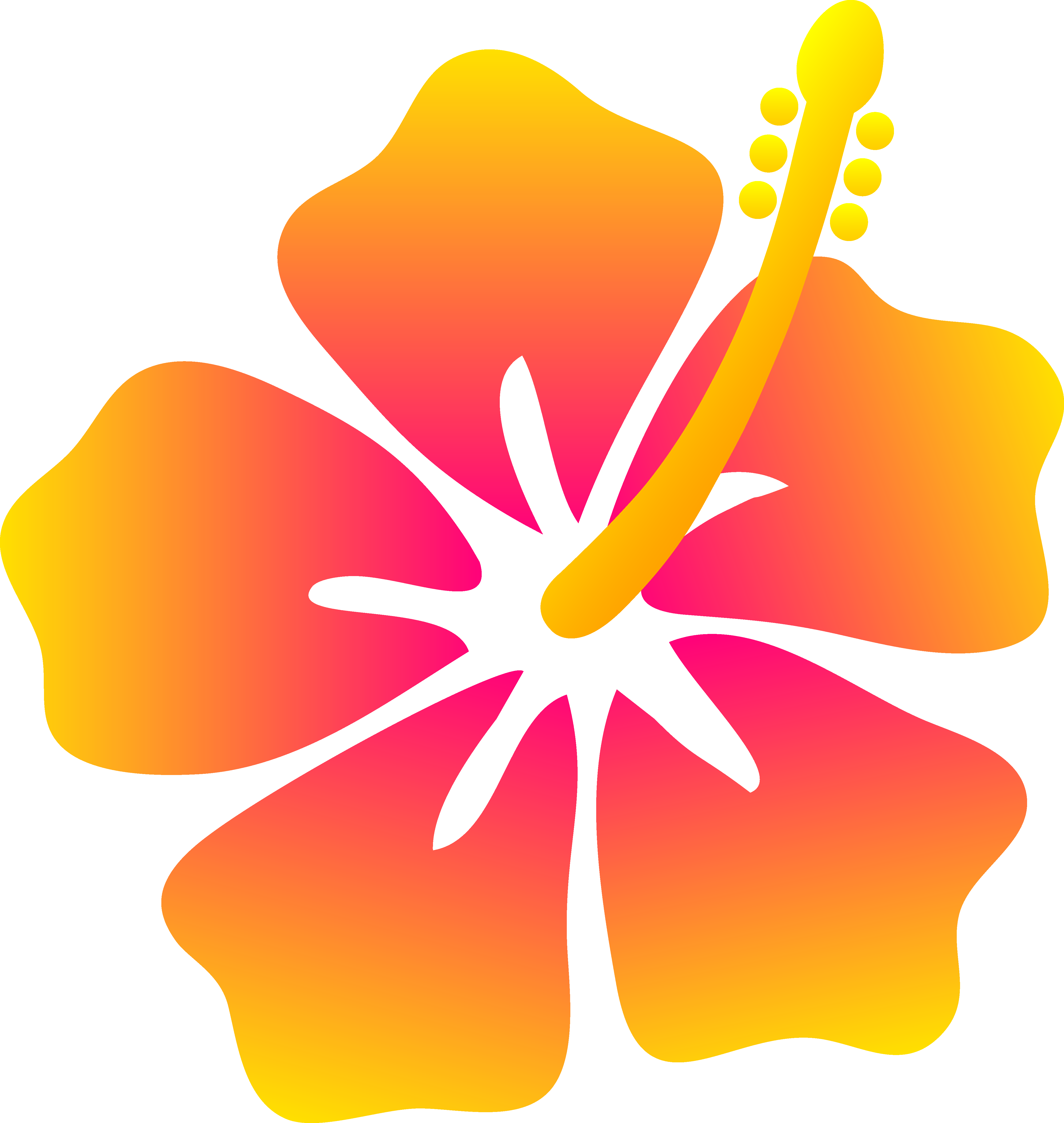 Pink and Yellow Hibiscus Flower - Free Clip Art