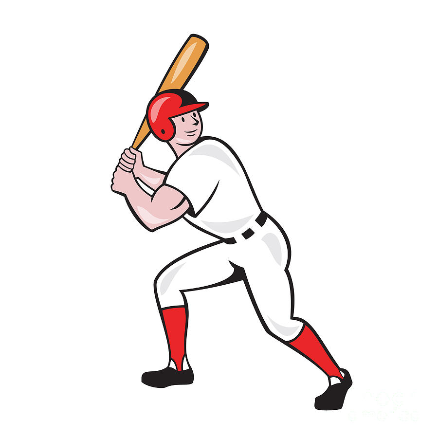Baseball Player Bat Side Isolated Cartoon by Aloysius Patrimonio 