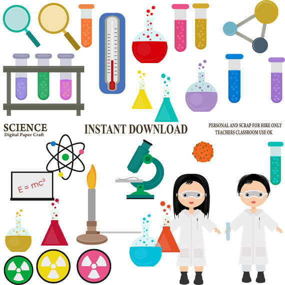 Clipart Science INSTANT DOWNLOAD by DigitalPaperCraft 