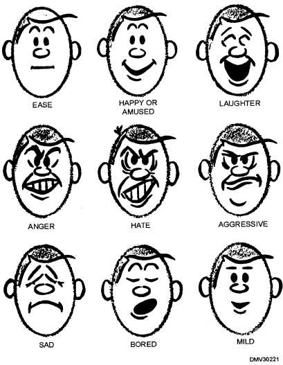 Cartoon Facial Expressions Chart - Clipart library