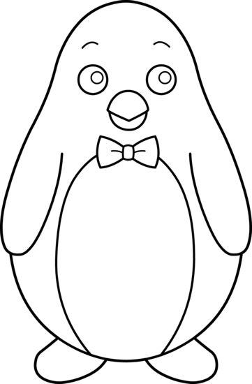 Colorable Penguin With Bow Tie - Free Clip Art