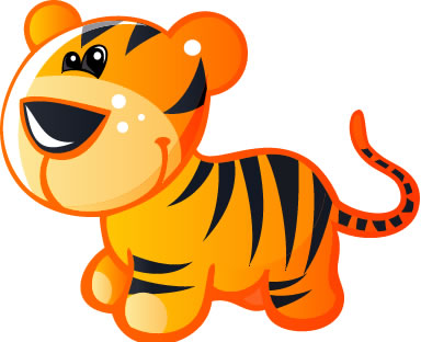 Cute Baby Yellow and Brown Cartoon Tiger : Custom Wall Decals 