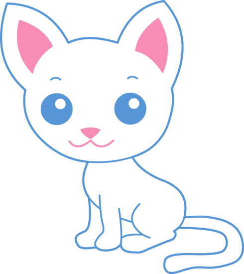 Cute White Kitty Cat - Free Clip Art