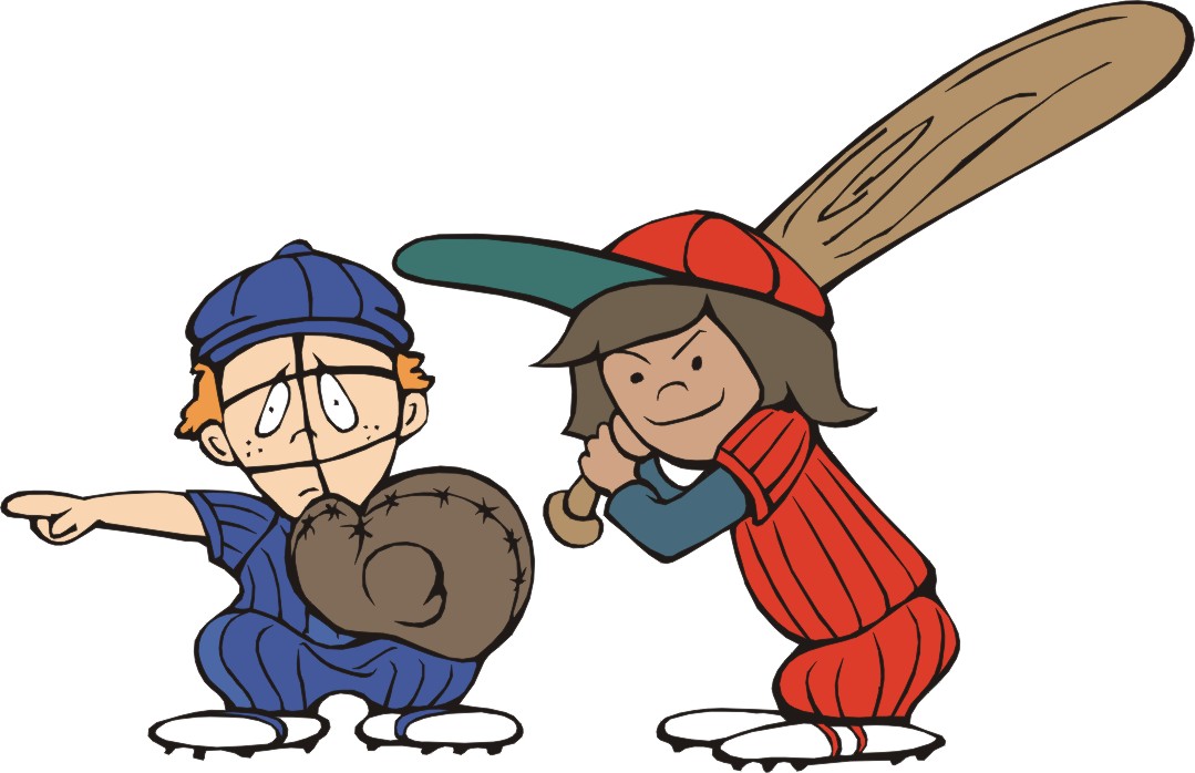 Cartoon Image Of Little Kid Playing Baseball