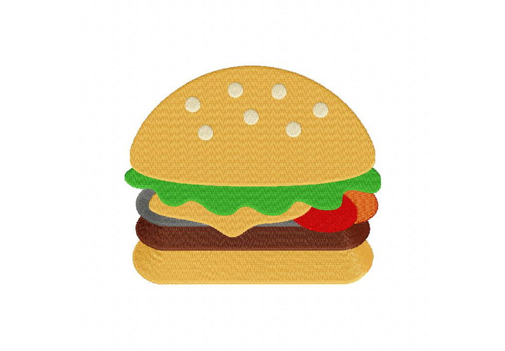 BBQ Hamburger Machine Embroidery Design