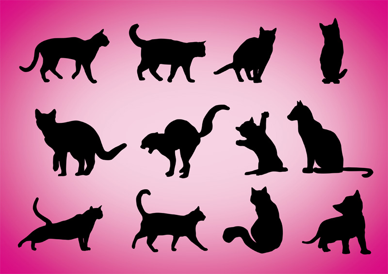 Cats silhouettes - download free vector illustration
