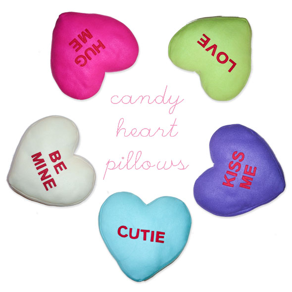Valentine Candy Heart Pillows Tutorial with Free Pattern | Jessica 