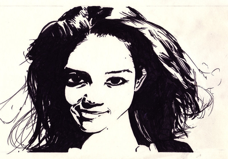 Black and White Drawing of Katie Holmes a la Joey Potter - Katie 