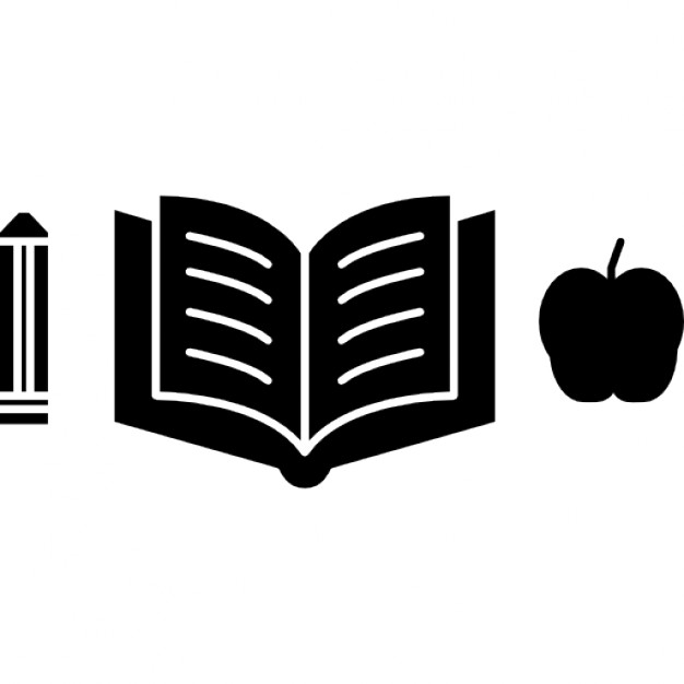 Pen with an open book and apple silhouette Icons | Free Download