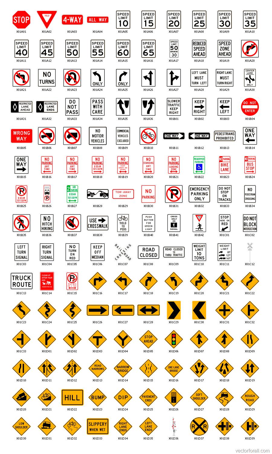 Road Signs And Meanings Chart