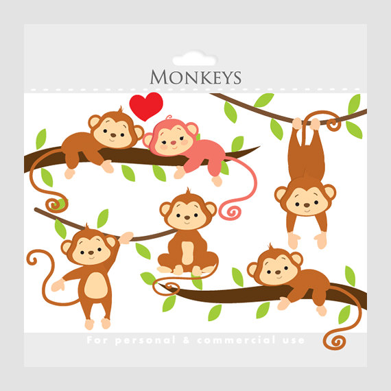 Popular items for monkeys clipart 