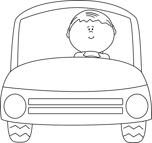 humans clipart black and white car