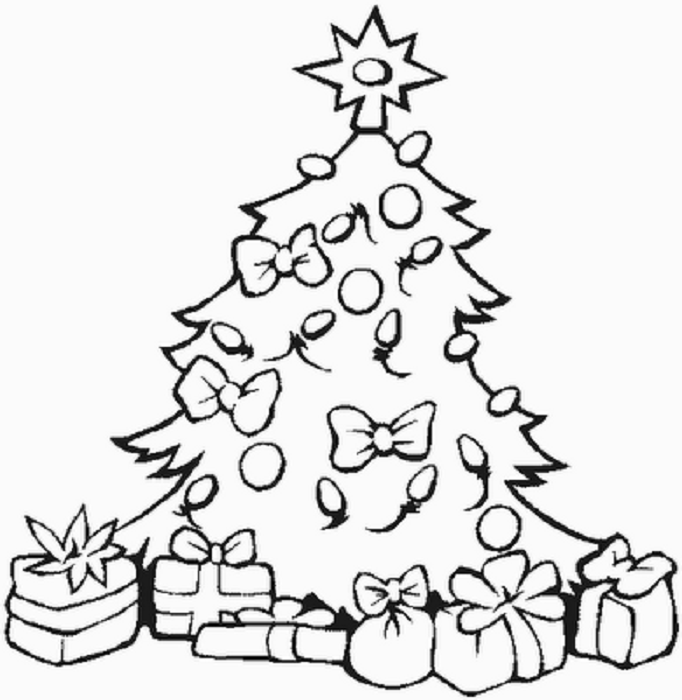 Printable Coloring Pages Christmas Tree and Presents | Coloring