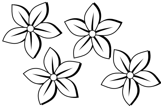 four Flowers Flora 80 Black White Line Art Tattoo Tatoo Flowers 