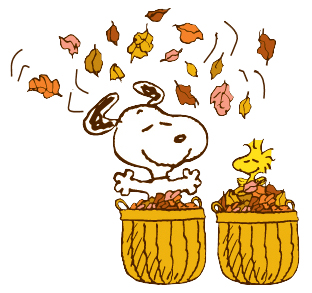 Snoopy  Woodstock Autumn Leaves Cartoon Clipart Image Picture