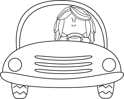 girl singing clipart black and white car