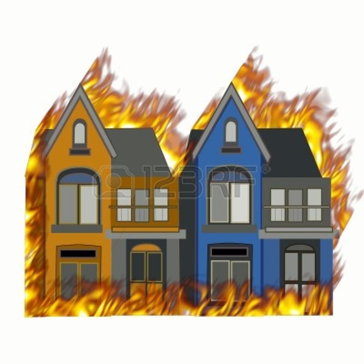 houses on fire cartoon - Clip Art Library