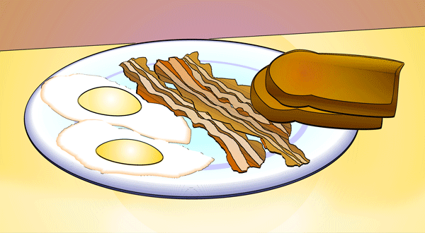 Bacon, Eggs and Toast for Breakfast - Free Clip Art