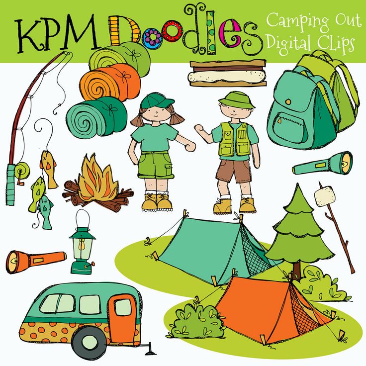 INSTANT DOWNLOAD Camping out digital clipart