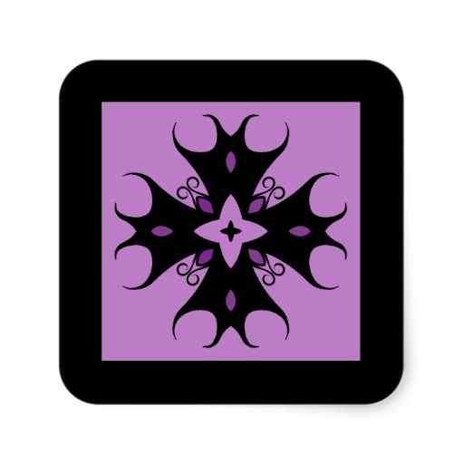 Pretty elegant gothic cross motif black and purple sticker | Zazzle