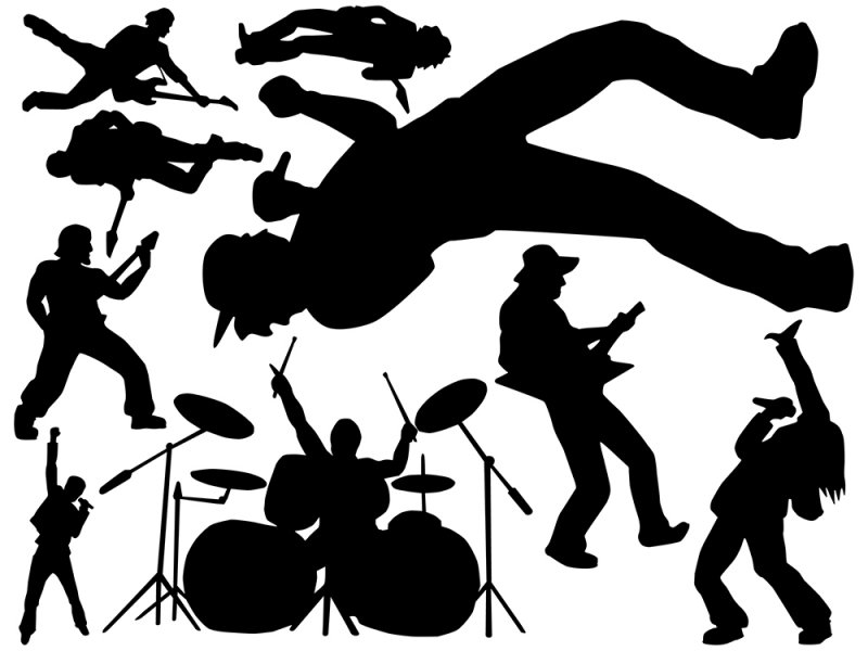 Rock Star Musician Silhouettes: 7 Awesome Wall Decal Packages 